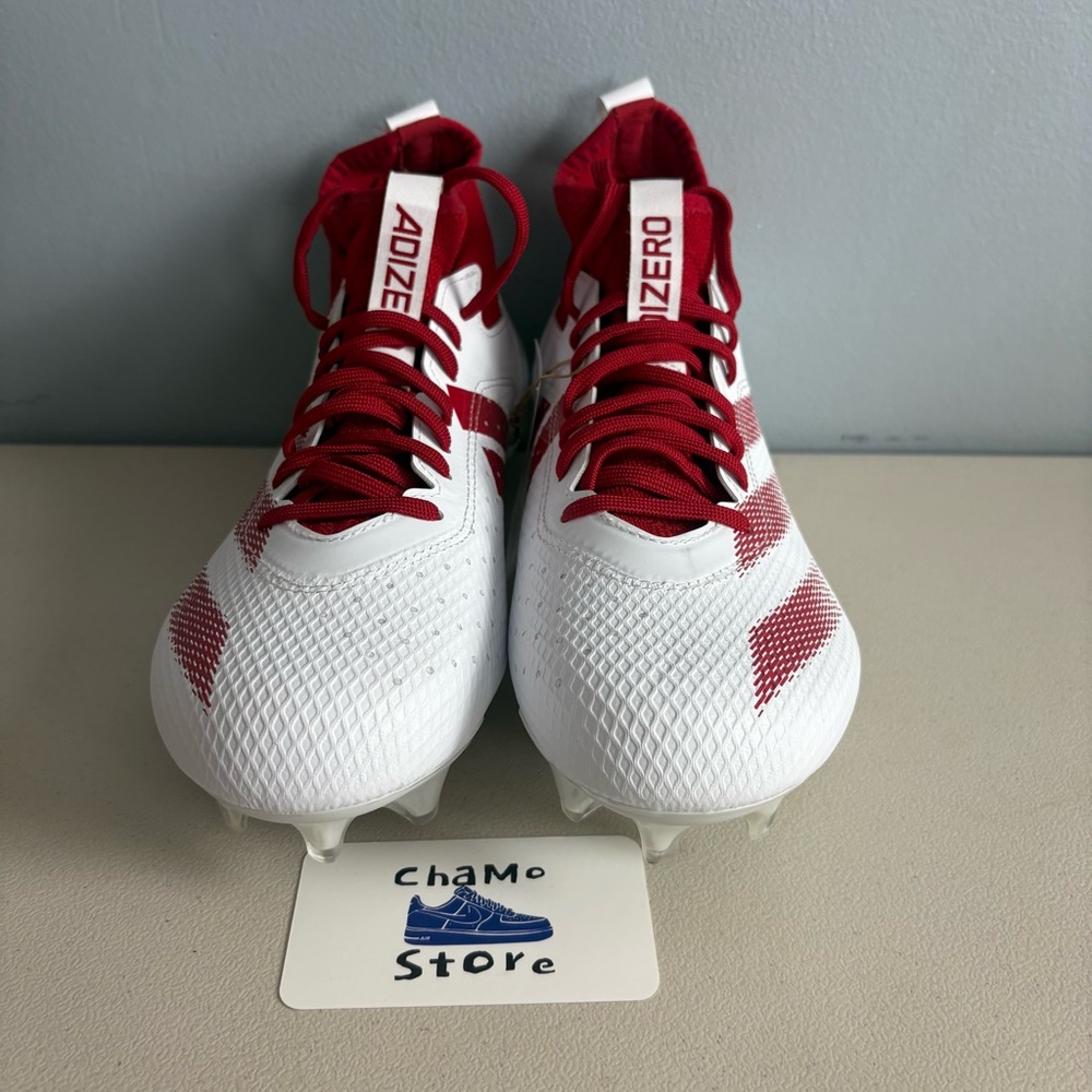 adidas Adizero Impact Football Cleats White Red Shoes IF2477 Men’s Sz 8.5 - Picture 2 of 9